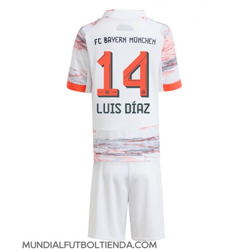 Camiseta Bayern Munich Luis Diaz #14 Segunda Equipación Replica 2025-26 para niños mangas cortas (+ Pantalones cortos)